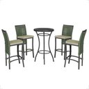 Ver imagem 1 de Mesa Bistrô e 4 Banquetas Roma Preta, Corda Estofado 7 Trama Verde