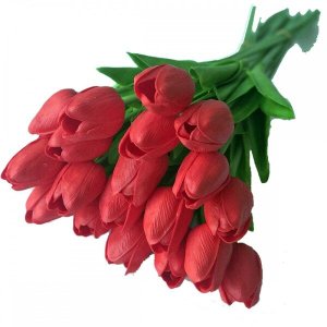 BUQUE DE TULIPAS VERMELHAS REAL AO TOQUE COM 10 UNIDADES