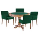 Ver imagem 1 de Mesa de Jogos Carteado Victoria Redonda Tampo Reversível Amêndoa com Kit 4 Cadeiras Vicenza Suede Ve