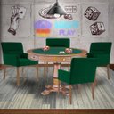 Ver imagem 7 de Mesa de Jogos Carteado Victoria Redonda Tampo Reversível Amêndoa com Kit 4 Cadeiras Vicenza Suede Ve