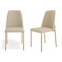 Ver imagem 1 de Kit 02 Cadeiras Sala de Jantar Lior com Encosto Estofado Base Dourada Linho Bege - Desk Design