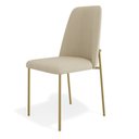 Ver imagem 3 de Kit 02 Cadeiras Sala de Jantar Lior com Encosto Estofado Base Dourada Linho Bege - Desk Design
