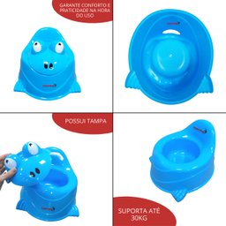 Troninho Penico Infantil com Tampa Sapinho Bichinho Menino Azul Importway Bw-183 AZ - 6