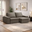 Ver imagem 3 de Sofá 3 Lugares Retrátil Reclinável para Sala 205cm Malfati F04 Veludo Marrom Claro - Lyam Decor