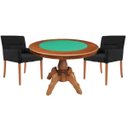 Ver imagem 1 de Mesa de Jogos Carteado Redonda Montreal Tampo Reversível Amêndoa com 2 Cadeiras Vicenza Preto
