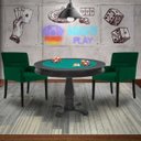 Ver imagem 7 de Mesa de Jogos Carteado Victoria Redonda Tampo Reversível Preto com 2 Cadeiras Vicenza Suede Verde -