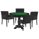 Ver imagem 1 de Mesa de Jogos Carteado Victoria Redonda Tampo Reversível Preto com Kit 4 Cadeiras Vicenza Suede Pret