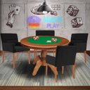 Ver imagem 7 de Mesa de Jogos Carteado Redonda Montreal Tampo Reversível Amêndoa com 4 Cadeiras Vicenza Preto