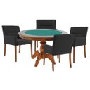 Ver imagem 1 de Mesa de Jogos Carteado Redonda Montreal Tampo Reversível Amêndoa com 4 Cadeiras Vicenza Preto