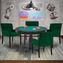 Ver imagem 7 de Mesa de Jogos Carteado Victoria Redonda Tampo Reversível Preto com 4 Cadeiras Vicenza Suede Verde -