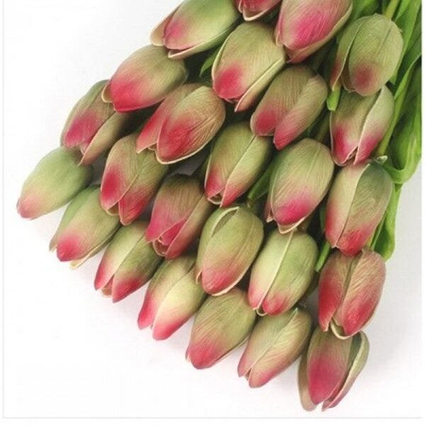BUQUE DE TULIPAS VERDES REAL AO TOQUE COM 10 UNIDADES - 1
