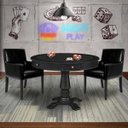 Ver imagem 7 de Mesa de Jogos Carteado Redonda Victoria Tampo Reversível Preto com Kit 2 Cadeiras Liverpool Pu