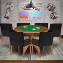 Ver imagem 7 de Mesa de Jogos Carteado Redonda Montreal Tampo Reversível Amêndoa com 6 Cadeiras Vicenza Preto