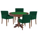 Ver imagem 1 de Mesa de Jogos Carteado Victoria Redonda Tampo Reversível Imbuia com Kit 4 Cadeiras Vicenza Suede Ver
