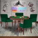 Ver imagem 7 de Mesa de Jogos Carteado Victoria Redonda Tampo Reversível Imbuia com Kit 4 Cadeiras Vicenza Suede Ver