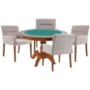 Ver imagem 1 de Mesa de Jogos Carteado Redonda Montreal Tampo Reversível Amêndoa com 4 Cadeiras Vicenza Nude -