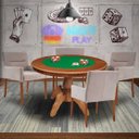 Ver imagem 7 de Mesa de Jogos Carteado Redonda Montreal Tampo Reversível Amêndoa com 4 Cadeiras Vicenza Nude -