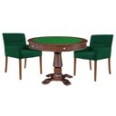 Ver imagem 1 de Mesa de Jogos Carteado Victoria Redonda Tampo Reversível Imbuia com Kit 2 Cadeiras Vicenza Suede Ver