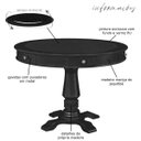 Ver imagem 2 de Mesa de Jogos Carteado Redonda Victoria Tampo Reversível Preto com Kit 2 Cadeiras Vicenza Suede Nude