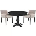 Ver imagem 1 de Mesa de Jogos Carteado Redonda Victoria Tampo Reversível Preto com Kit 2 Cadeiras Vicenza Suede Nude