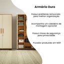 Ver imagem 2 de Kit 2 Armários Organizadores Multiuso Ouro 2 Portas Amêndoa Off White para Organização