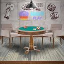 Ver imagem 7 de Mesa de Jogos Carteado Victoria Redonda Tampo Reversível Amêndoa com 2 Cadeiras Vicenza Suede Nude -