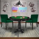 Ver imagem 7 de Mesa de Jogos Carteado Victoria Redonda Tampo Reversível Preto com Kit 2 Cadeiras Vicenza Suede Verd