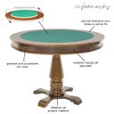 Ver imagem 2 de Mesa de Jogos Carteado Victoria Redonda Tampo Reversível Amêndoa com 2 Cadeiras Vicenza Suede Preto