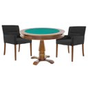 Ver imagem 1 de Mesa de Jogos Carteado Victoria Redonda Tampo Reversível Amêndoa com 2 Cadeiras Vicenza Suede Preto