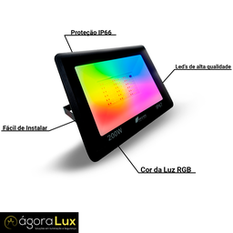 Kit 2 Refletor Holofote Colorido Led 200w Rgb Á Prova de Água Ip66 - 5