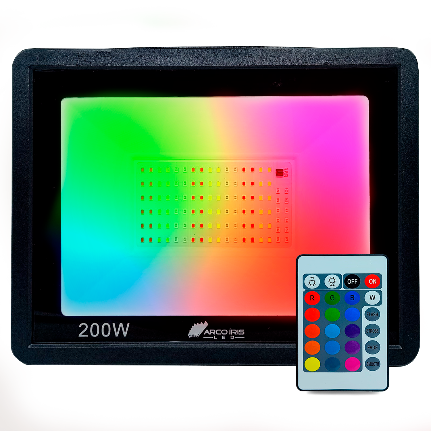 Kit 2 Refletor Holofote Colorido Led 200w Rgb Á Prova de Água Ip66 - 2