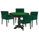Ver imagem 1 de Mesa de Jogos Carteado Victoria Redonda Tampo Reversível Preto com Kit 4 Cadeiras Vicenza Suede Verd