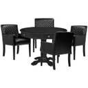 Ver imagem 1 de Mesa de Jogos Carteado Redonda Victoria Tampo Reversível Preto com Kit 4 Cadeiras Liverpool Pu