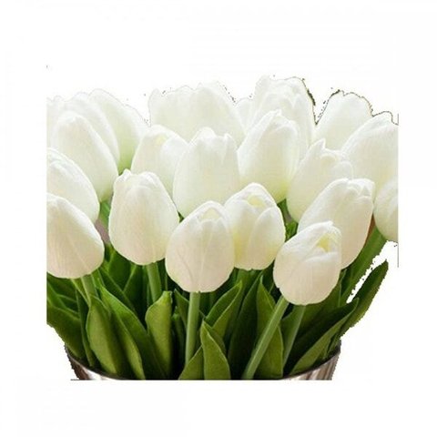 Buque de Tulipas Brancas Real Ao Toque com 10 Unidades