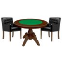 Ver imagem 1 de Mesa de Jogos Carteado Redonda Montreal Tampo Reversível Imbuia com 2 Cadeiras Liverpool Corino