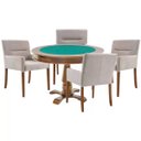 Ver imagem 1 de Mesa de Jogos Carteado Victoria Redonda Tampo Reversível Amêndoa com 4 Cadeiras Vicenza Suede Nude -