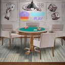 Ver imagem 7 de Mesa de Jogos Carteado Victoria Redonda Tampo Reversível Amêndoa com 4 Cadeiras Vicenza Suede Nude -
