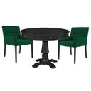 Ver imagem 1 de Mesa de Jogos Carteado Redonda Victoria Tampo Reversível Preto com Kit 2 Cadeiras Vicenza Suede Verd