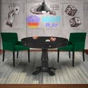 Ver imagem 7 de Mesa de Jogos Carteado Redonda Victoria Tampo Reversível Preto com Kit 2 Cadeiras Vicenza Suede Verd
