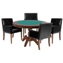 Ver imagem 1 de Mesa de Jogos Carteado Redonda Montreal Tampo Reversível Imbuia com 4 Cadeiras Liverpool Corino