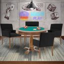 Ver imagem 7 de Mesa de Jogos Carteado Victoria Redonda Tampo Reversível Amêndoa com 4 Cadeiras Vicenza Suede Preto