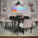 Ver imagem 7 de Mesa de Jogos Carteado Redonda Victoria Tampo Reversível Preto com Kit 4 Cadeiras Vicenza Suede Nude