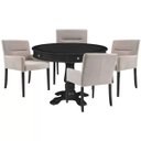 Ver imagem 1 de Mesa de Jogos Carteado Redonda Victoria Tampo Reversível Preto com Kit 4 Cadeiras Vicenza Suede Nude