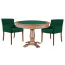 Ver imagem 1 de Mesa de Jogos Carteado Victoria Redonda Tampo Reversível Amêndoa com Kit 2 Cadeiras Vicenza Suede Ve