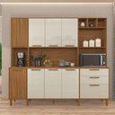 Ver imagem 1 de Armário de Cozinha Frisado 9 Portas 2 Gavetas 219cm Roma Branco/Freijó/Off White