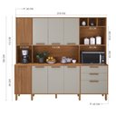 Ver imagem 4 de Armário de Cozinha Frisado 9 Portas 2 Gavetas 219cm Roma Branco/Freijó/Off White