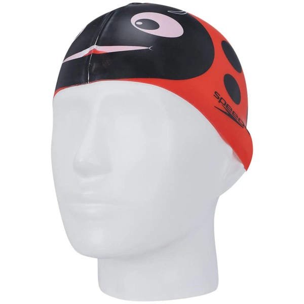 Touca de Natação Speedo Joaninha Silicone - Vermelho / Preto - 3