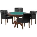 Ver imagem 1 de Mesa de Jogos Carteado Redonda Montreal Tampo Reversível Imbuia com 4 Cadeiras Liverpool Corino