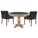 Ver imagem 1 de Mesa de Jogos Carteado Victoria Redonda Tampo Reversível Amêndoa com Kit 2 Cadeiras Vicenza Suede Pr