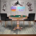 Ver imagem 7 de Mesa de Jogos Carteado Victoria Redonda Tampo Reversível Amêndoa com Kit 2 Cadeiras Vicenza Suede Pr